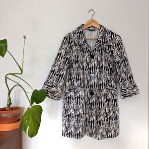 Samuel Dong Cotton Navy & Cream Abstract Coat